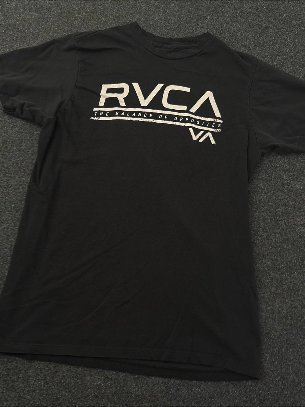 RVCA Men’s M Sport Tee Regular Fit Black Graphic Print Crew Neck Short Sleeve